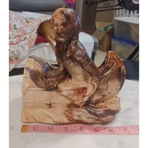 Canoe Door Stop or Single Bookend Carved Rock Very Heavy - Picture 6 of 8